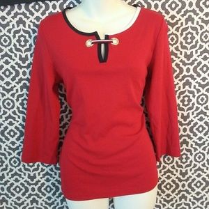 Tommy Hilfiger Red 3/4 sleeve blouse medium